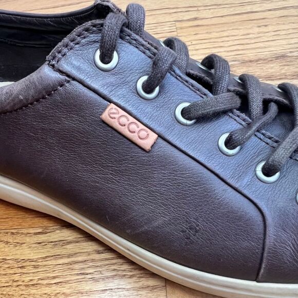 Ecco Soft 7 Brown Leather Low Top Lace Up Extra Width Sneaker Casual Shoe Sz 46 - Picture 11 of 13
